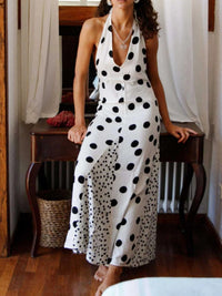Backless Halter Neck Polka Dot Maxi Dress 100100575321282 35 Affordable Fashion Under $100 Jerry's Apparel 