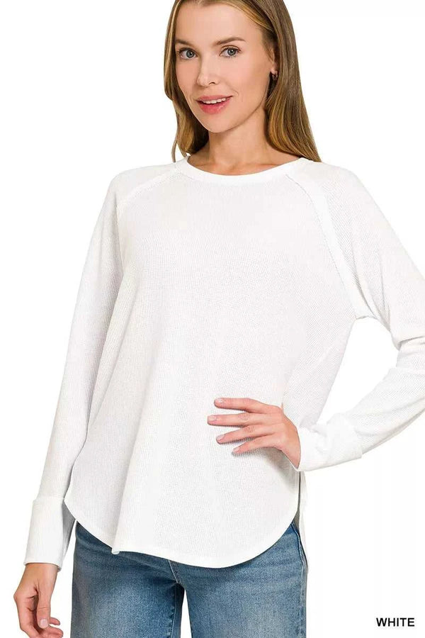 Zenana Baby Waffle Long Sleeve Top 100100250911570 21 Affordable Fashion Under $100 Jerry's Apparel 