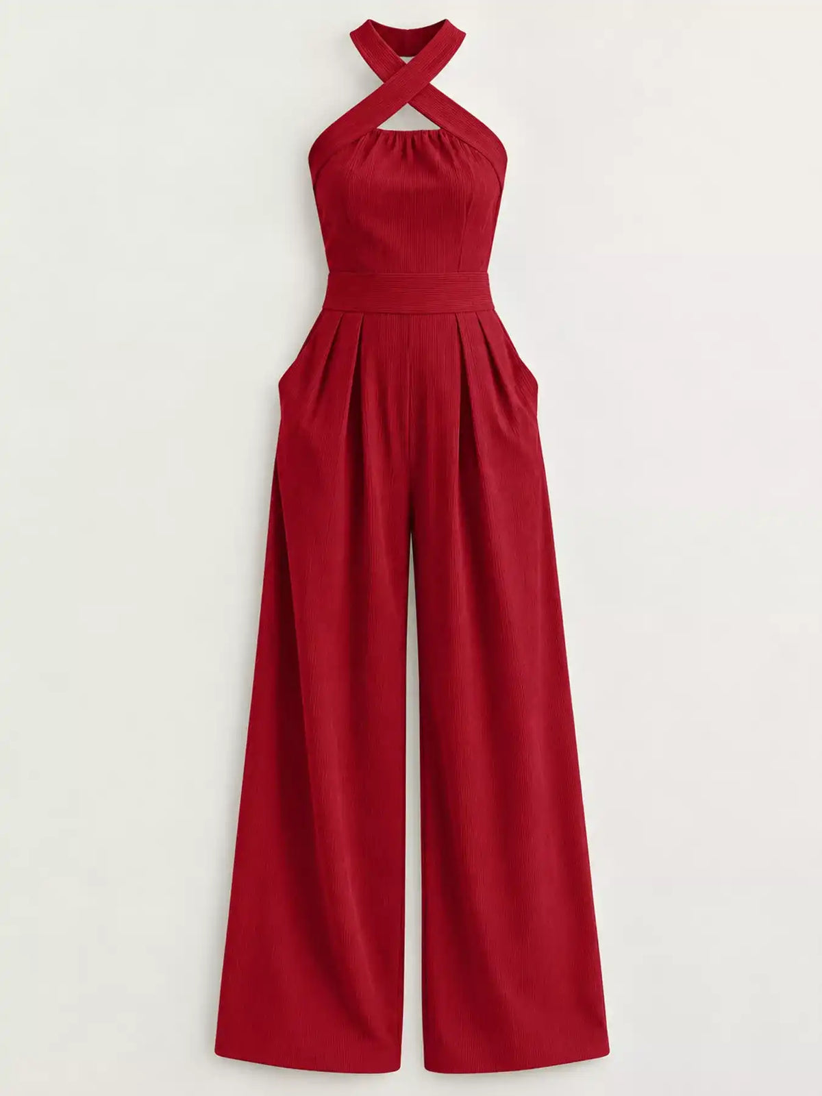 Full Size Halter Neck Wide-Leg Jumpsuit Plus Size 101001857800379 54 Affordable Fashion Under $100 Jerry's Apparel 
