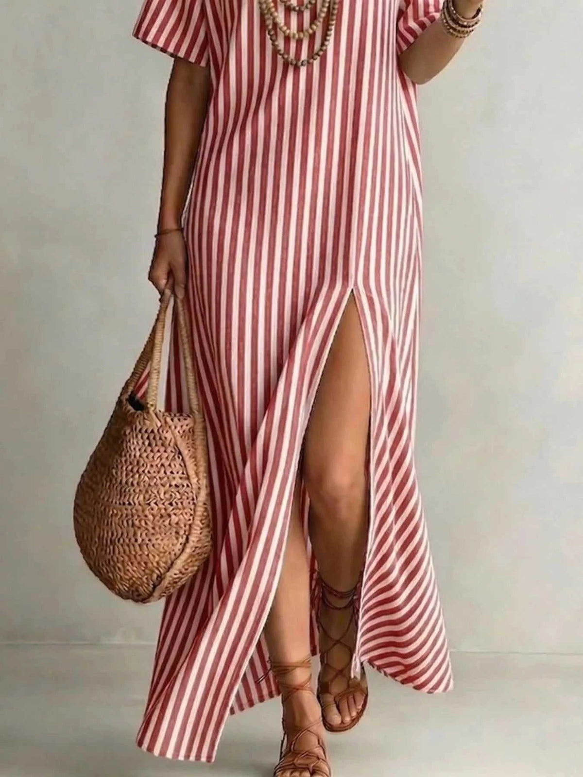 Full Size Striped Maxi Dress with Side Slit Plus SIze 100100680865570 32 Affordable Fashion Under $100 Jerry's Apparel 