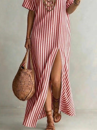 Full Size Striped Maxi Dress with Side Slit Plus SIze 100100680865570 32 Affordable Fashion Under $100 Jerry's Apparel 
