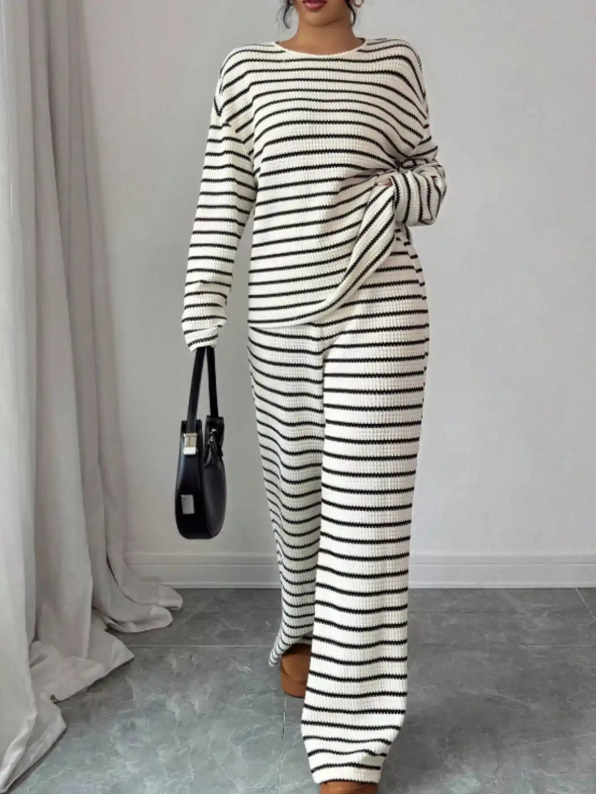 Striped Relaxed Fit Top and Pants Set 101002581867183 66 Affordable Fashion Under $100 Jerry's Apparel 