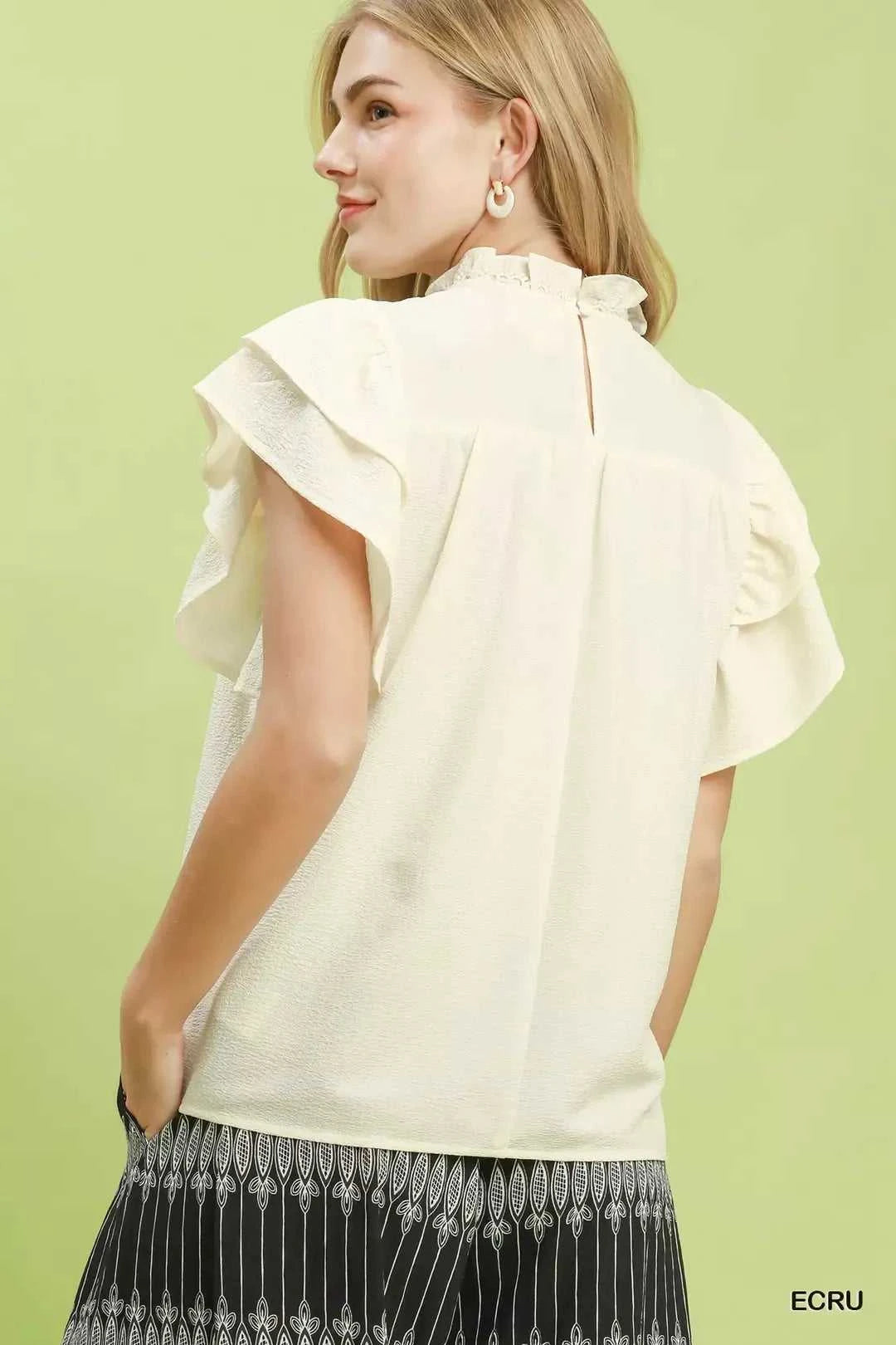Umgee Smocked Ruffle Sleeve Textured Top 100100813901476 53 Affordable Fashion Under $100 Jerry's Apparel 