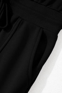 French Terry Zipped Collar Sleeveless Drawstring Waist Mini Dress