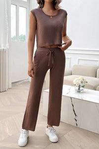 Devine Ribbed Round Neck Top and Pants Set 100100643541406 76 Affordable Fashion Under $100 Jerry's Apparel 