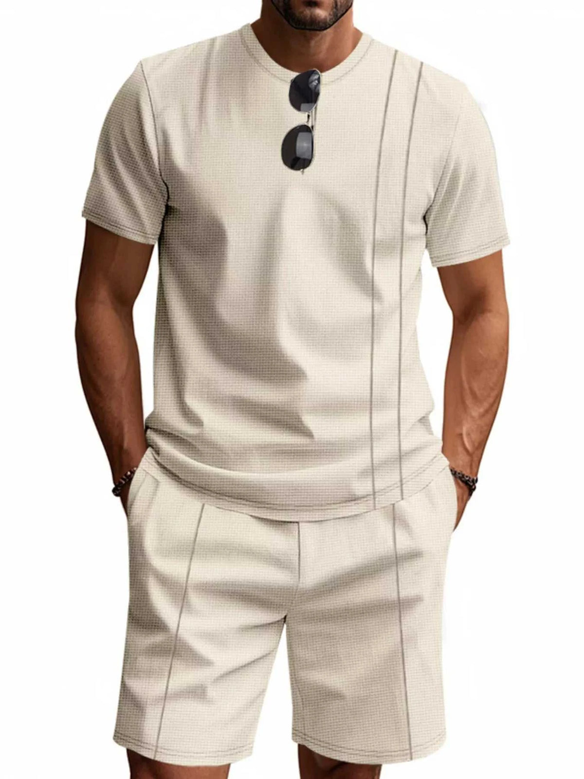 Men's Full Size Casual Striped Short Sleeve T-Shirt and Shorts Set Plus Size 100400924014862 31 Affordable Fashion Under $100 Jerry's Apparel 