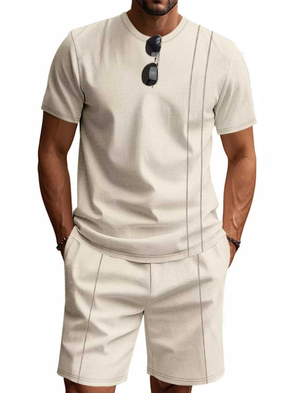 Men's Full Size Casual Striped Short Sleeve T-Shirt and Shorts Set Plus Size 100400924014862 31 Affordable Fashion Under $100 Jerry's Apparel 