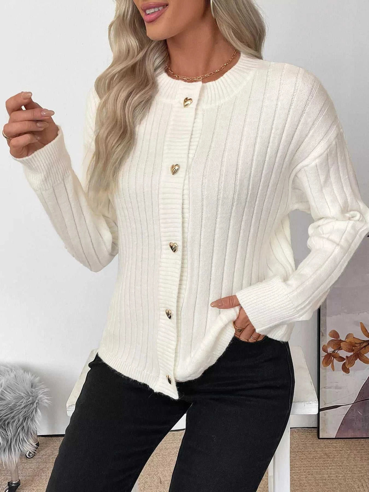 Ribbed Button Up Long Sleeve Cardigan 100100188529526 63 Affordable Fashion Under $100 Jerry's Apparel 
