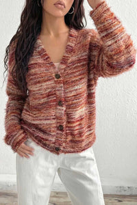 Fuzzy Striped Button Front Cardigan Sweater 100100382031613 39 Affordable Fashion Under $100 Jerry's Apparel 