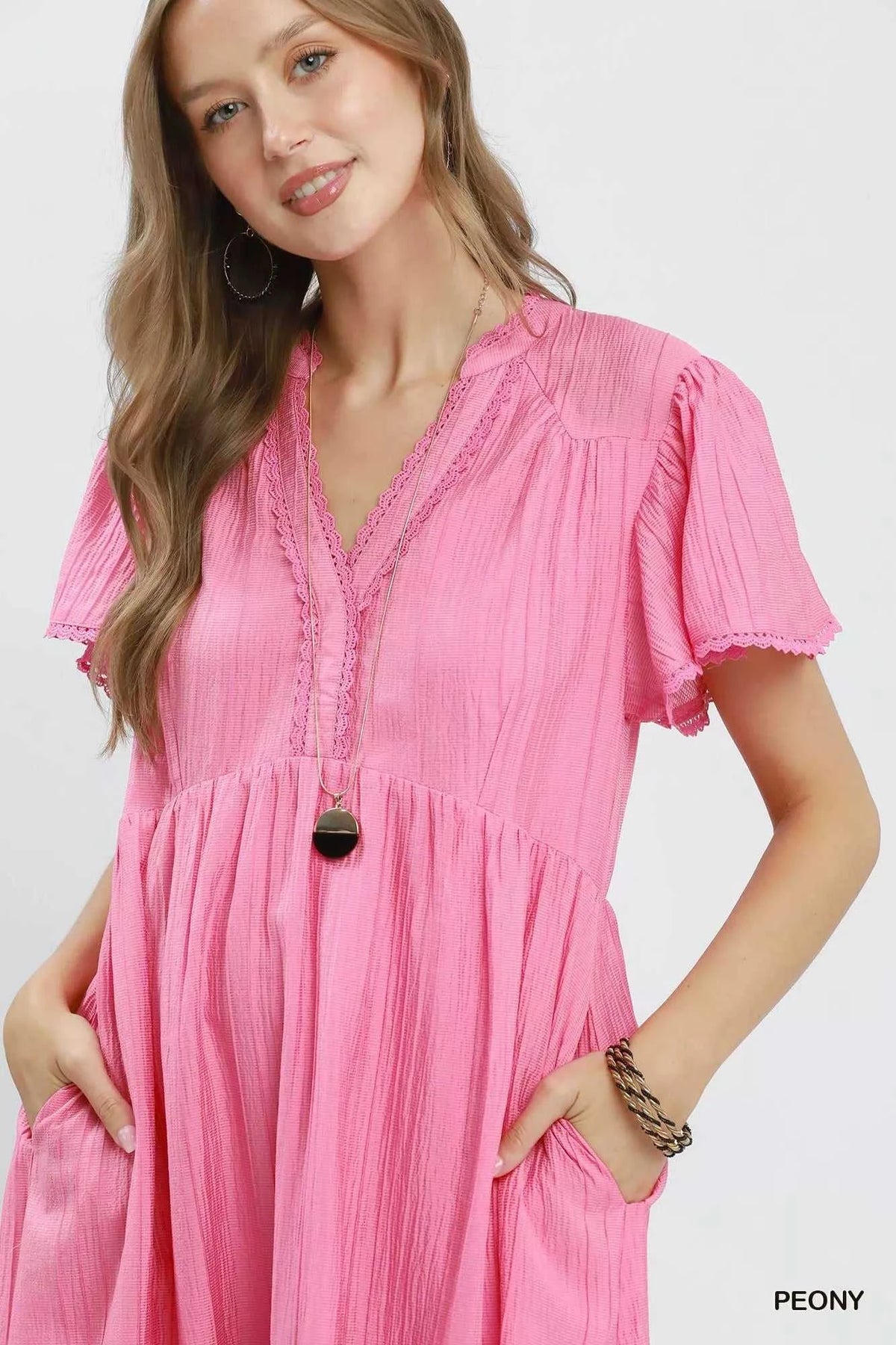 Umgee Textured Tiered Midi Dress with Side Pockets 100100356191455 62 Affordable Fashion Under $100 Jerry's Apparel 
