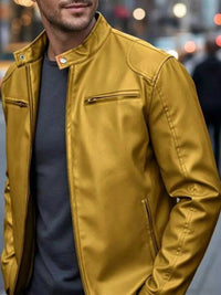 Men's Full Size Faux Leather Bomber Jacket with Zipper Pockets Plus Size 100400798610122 70 Affordable Fashion Under $100 Jerry's Apparel 