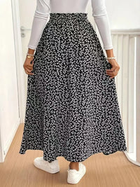 Floral Split Elastic Waist Maxi Skirt