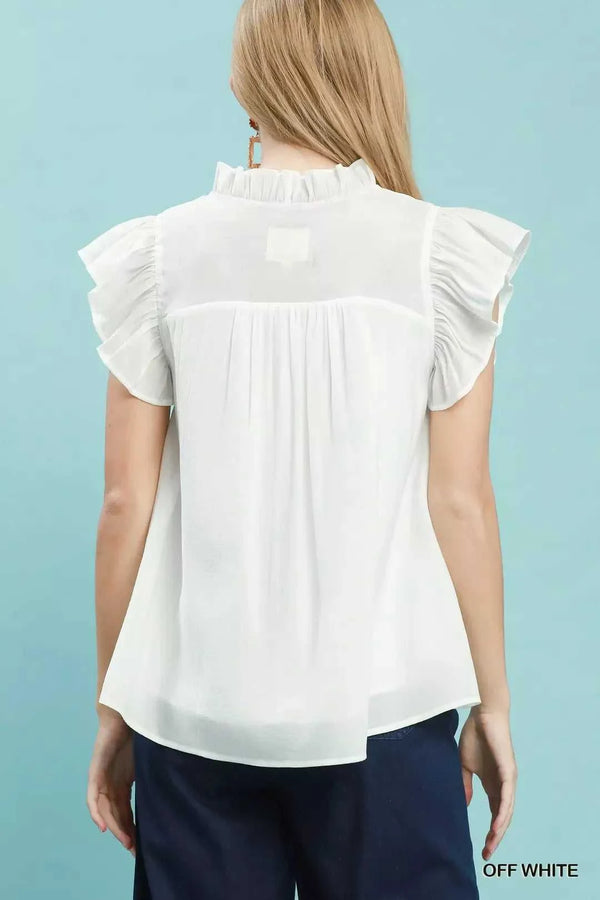 Umgee Smocked Yoke Ruffle Sleeve Blouse 100100509541728 51 Affordable Fashion Under $100 Jerry's Apparel 