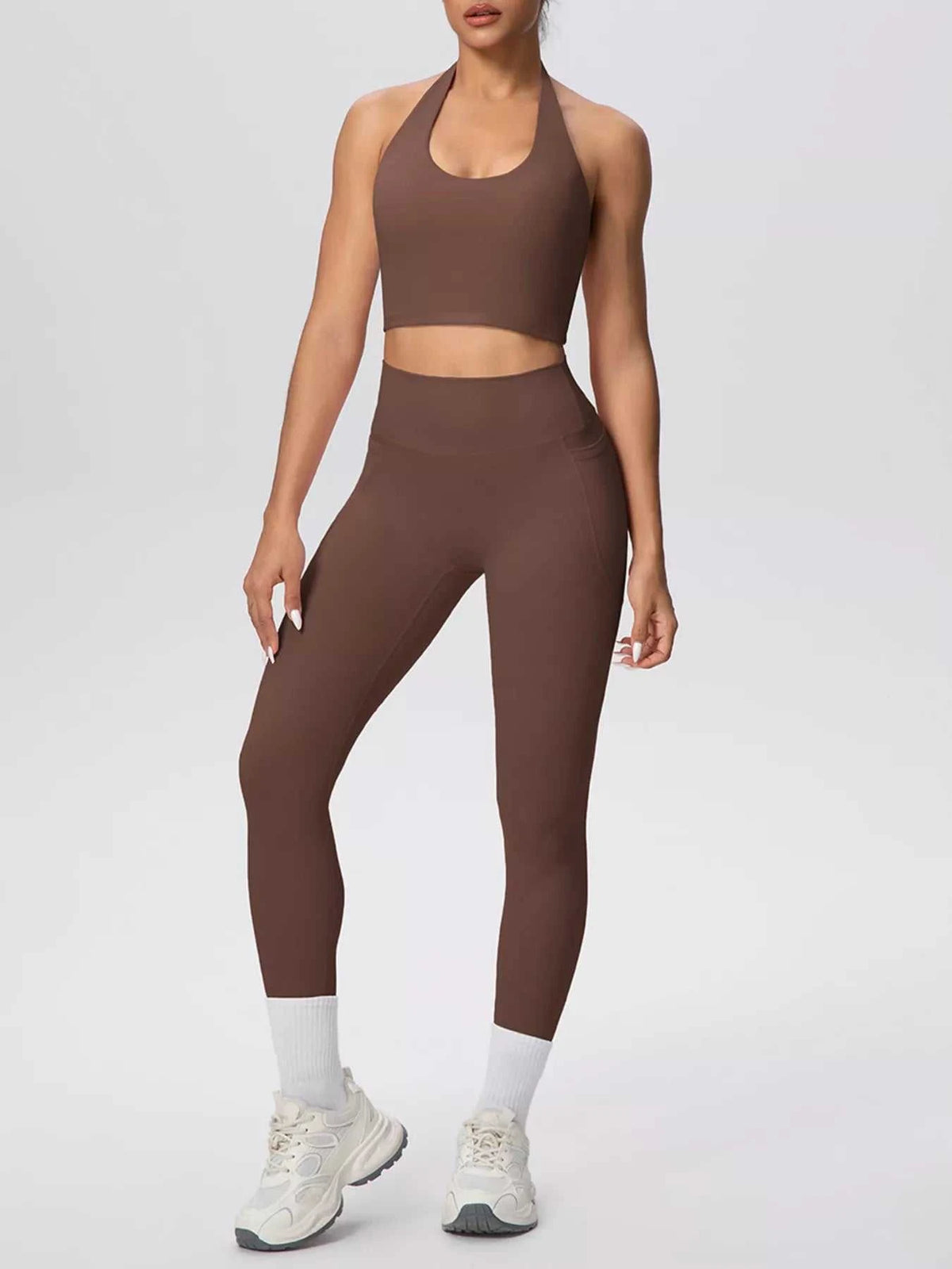 Halter Neck Crop Top and High-Waisted Leggings Active Set 101006684139191 85 Affordable Fashion Under $100 Jerry's Apparel 