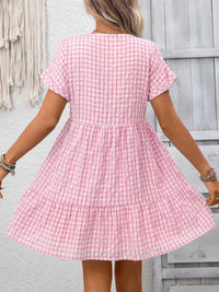 Plaid V-Neck Ruffle Hem Mini Dress 100100856082882 43 Affordable Fashion Under $100 Jerry's Apparel 