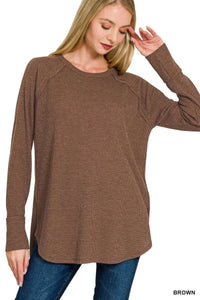 Zenana Baby Waffle Long Sleeve Top 100100667571088 21 Affordable Fashion Under $100 Jerry's Apparel 