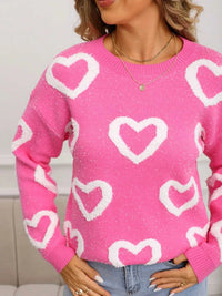 Valentine's Day Heart Pattern Round Neck Sweater 100100472947296 49 Affordable Fashion Under $100 Jerry's Apparel 