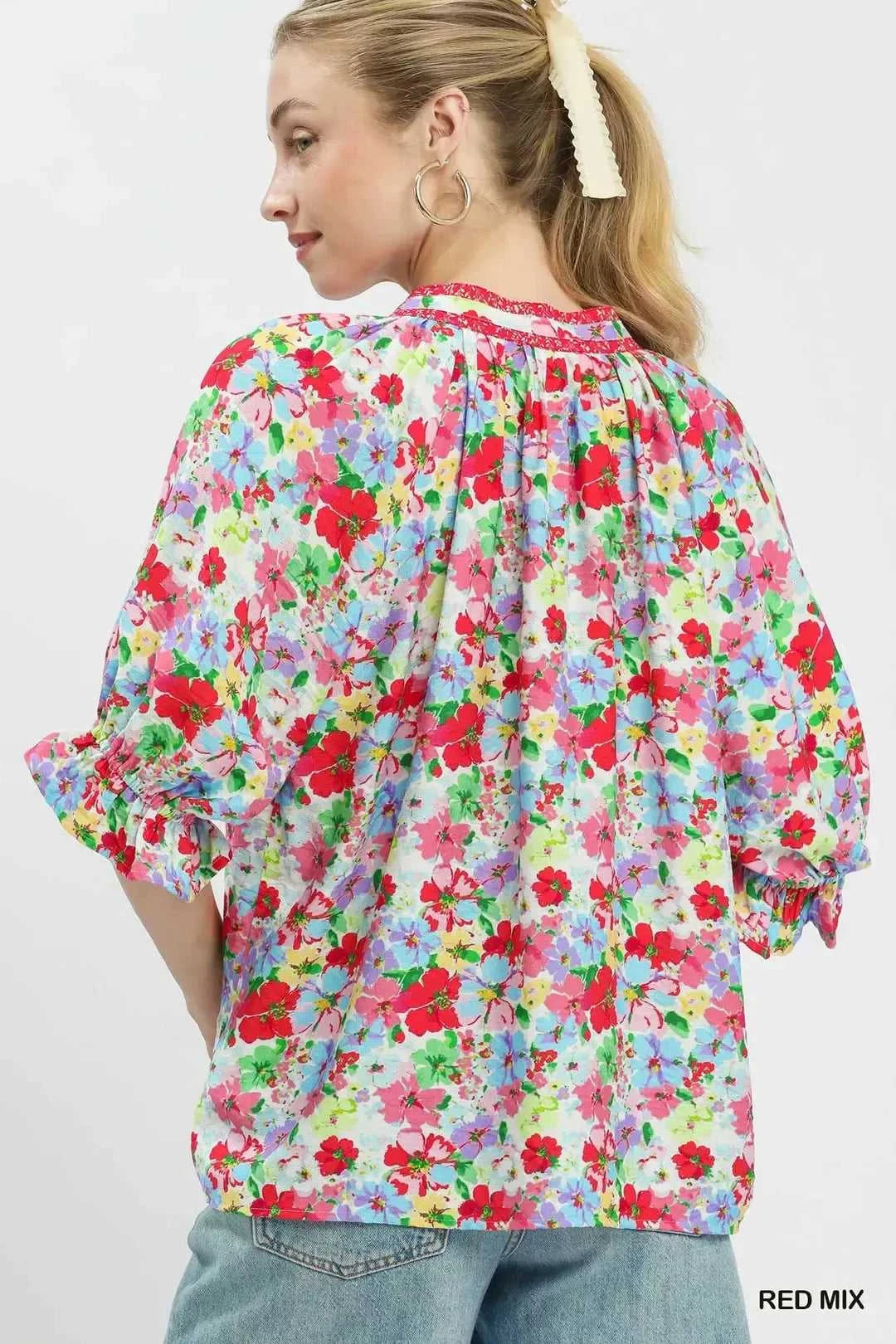 Umgee Mix Floral Print Ruffle Top 100100273231781 51 Affordable Fashion Under $100 Jerry's Apparel 