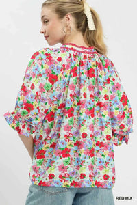 Umgee Mix Floral Print Ruffle Top 100100273231781 51 Affordable Fashion Under $100 Jerry's Apparel 