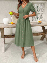 Button-Down Short Sleeve Midi Dress 100100773551026 41 Women's Midi Dress Affordable Boutique Dresses Under $50 Jerry's Apparel 
