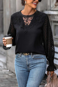 Perfee Lace Detail Smocked Flounce Sleeve Blouse 100100686231941 28 Affordable Fashion Under $100 Jerry's Apparel 