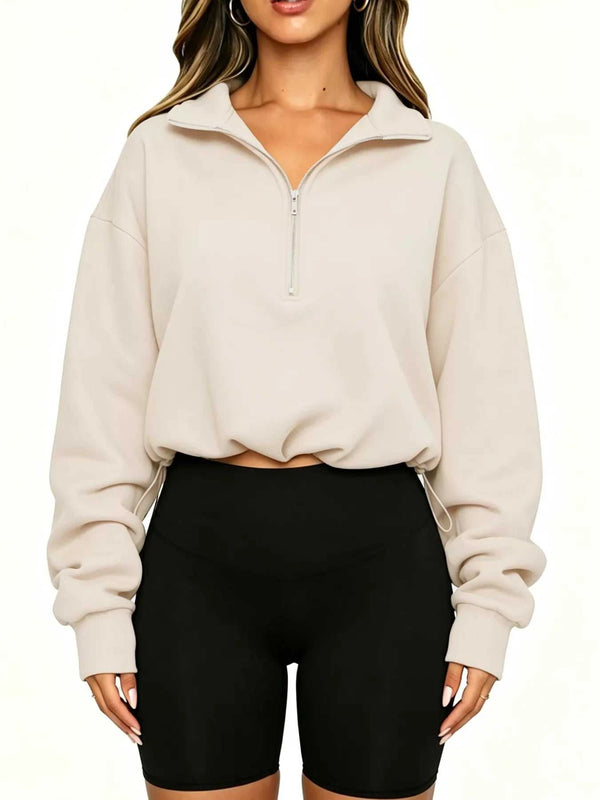 Half Zip Drawstring Hem Sweatshirt 101001873128896 51 Affordable Fashion Under $100 Jerry's Apparel 