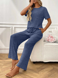 Ribbed Knit Short Sleeve Top and Pants Lounge Set 100100838010625 40 Affordable Fashion Under $100 Jerry's Apparel 