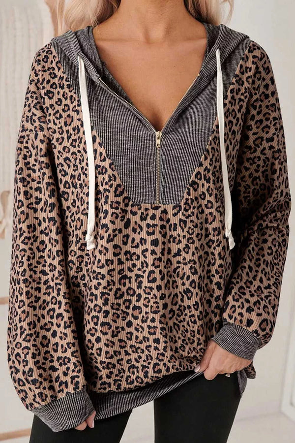 Leopard Print Quarter-Zip Hoodie 101001143781961 47 Affordable Fashion Under $100 Jerry's Apparel 