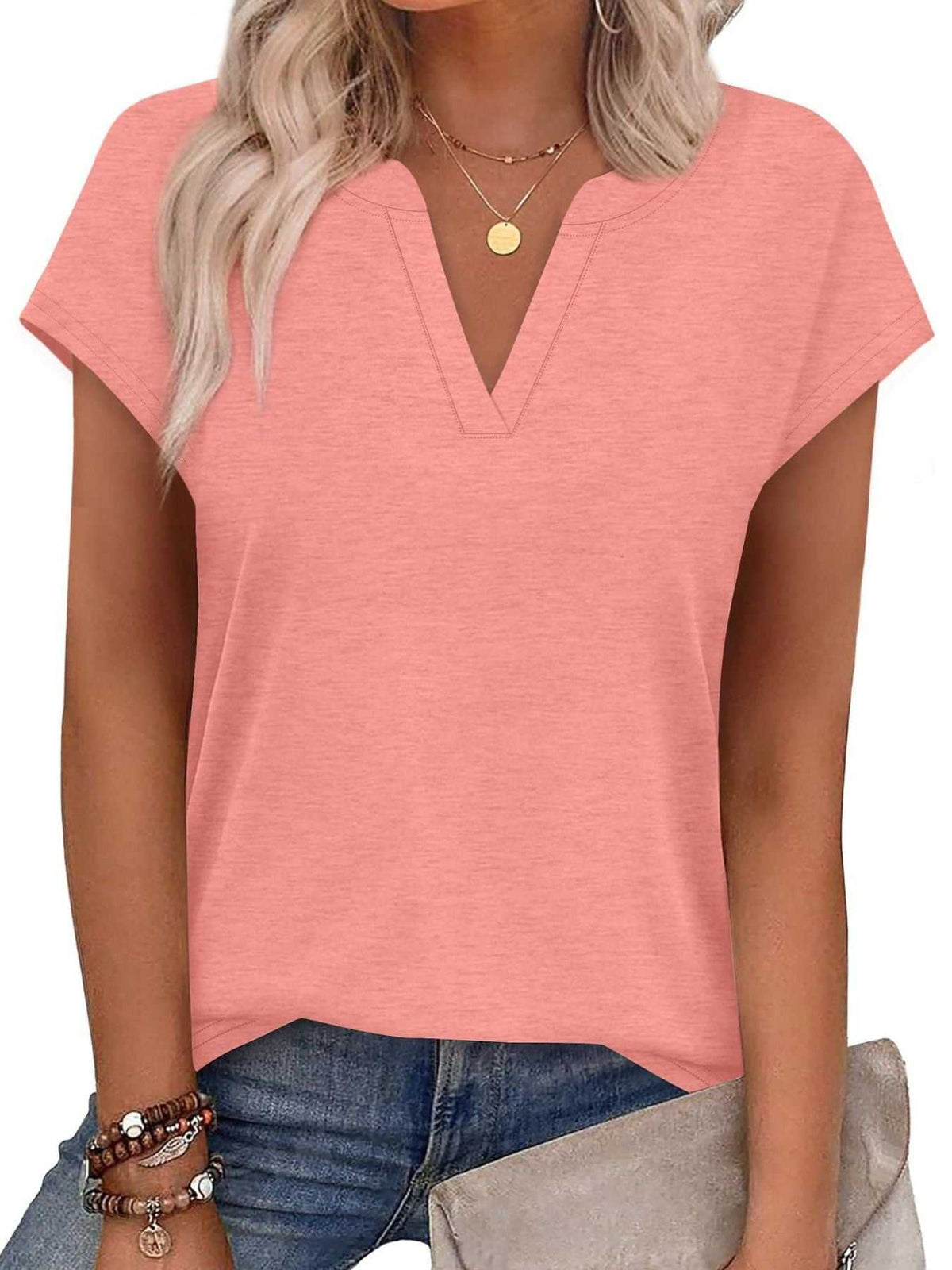 Notched Short Sleeve T-Shirt 100100058945563 25 Affordable Fashion Under $100 Jerry's Apparel 