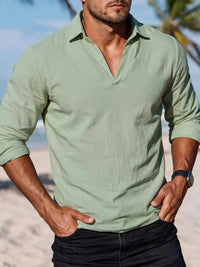 Men's Full Size Casual Long Sleeve Linen-Blend Shirt Plus Size 104001607793741 29 Affordable Fashion Under $100 Jerry's Apparel 