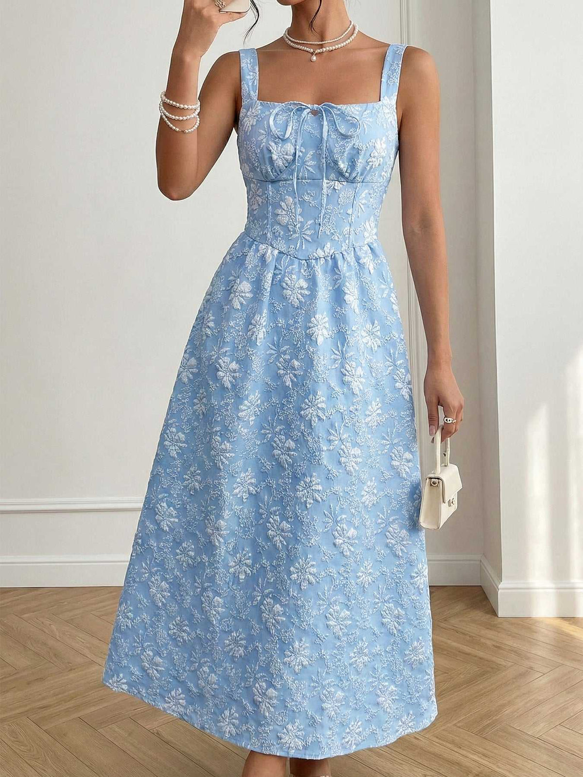Floral Tie-Front A-Line Midi Dress 100100033507143 47 Affordable Fashion Under $100 Jerry's Apparel 