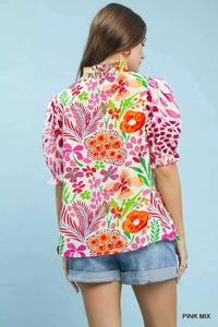 Umgee V-Neck Ruffle Trim Puff Sleeve Top 100100313981053 49 Affordable Fashion Under $100 Jerry's Apparel 