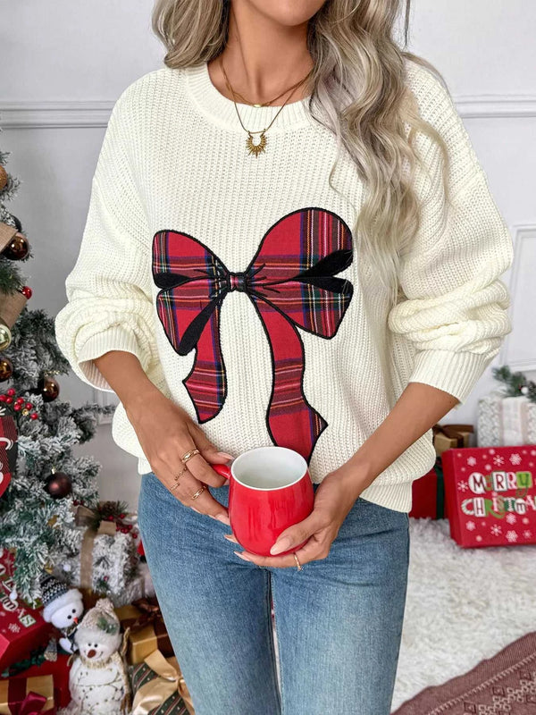Christmas Bow Dropped Shoulder Sweater 100100046966157 64 Affordable Fashion Under $100 Jerry's Apparel 