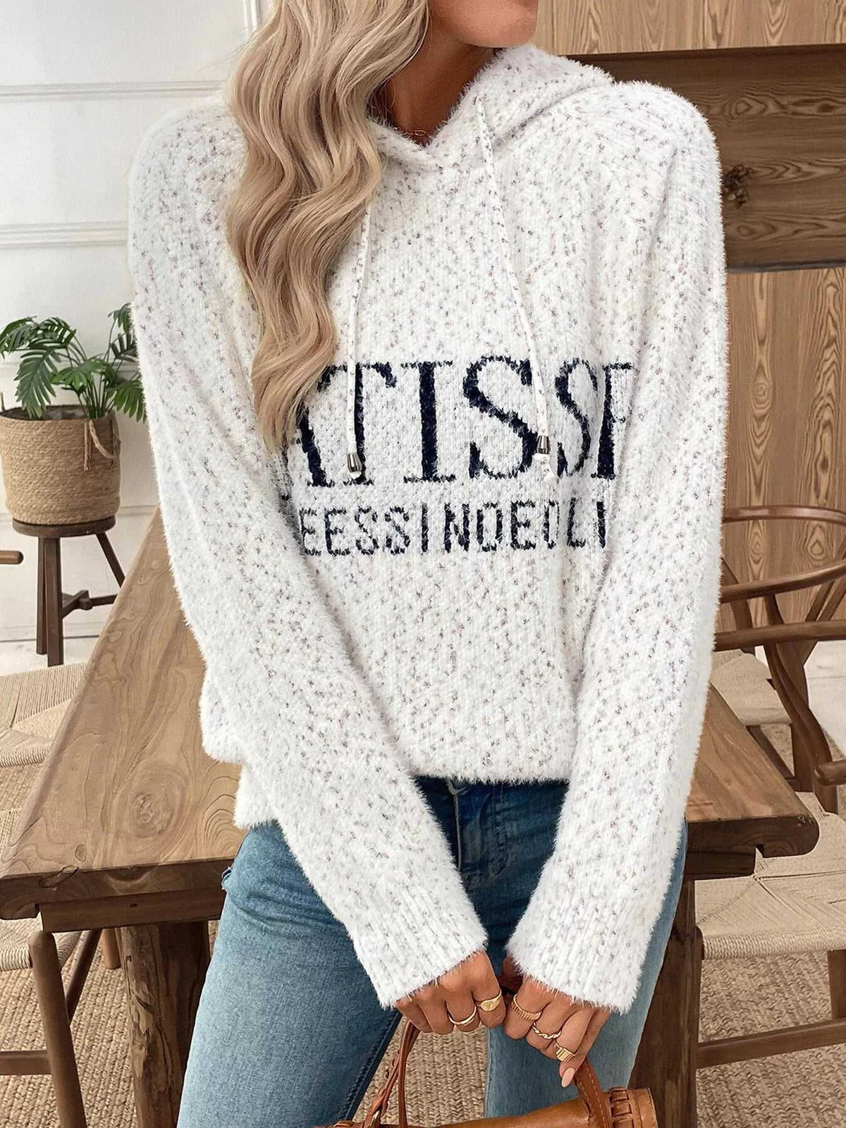 Fuzzy Letter Graphic Hooded Sweater 101002345495920 44 Affordable Fashion Under $100 Jerry's Apparel 