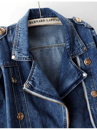 Asymmetrical Zip Denim Jacket 100100285490712 147 Women's Fall Clothing Jerry's Apparel 