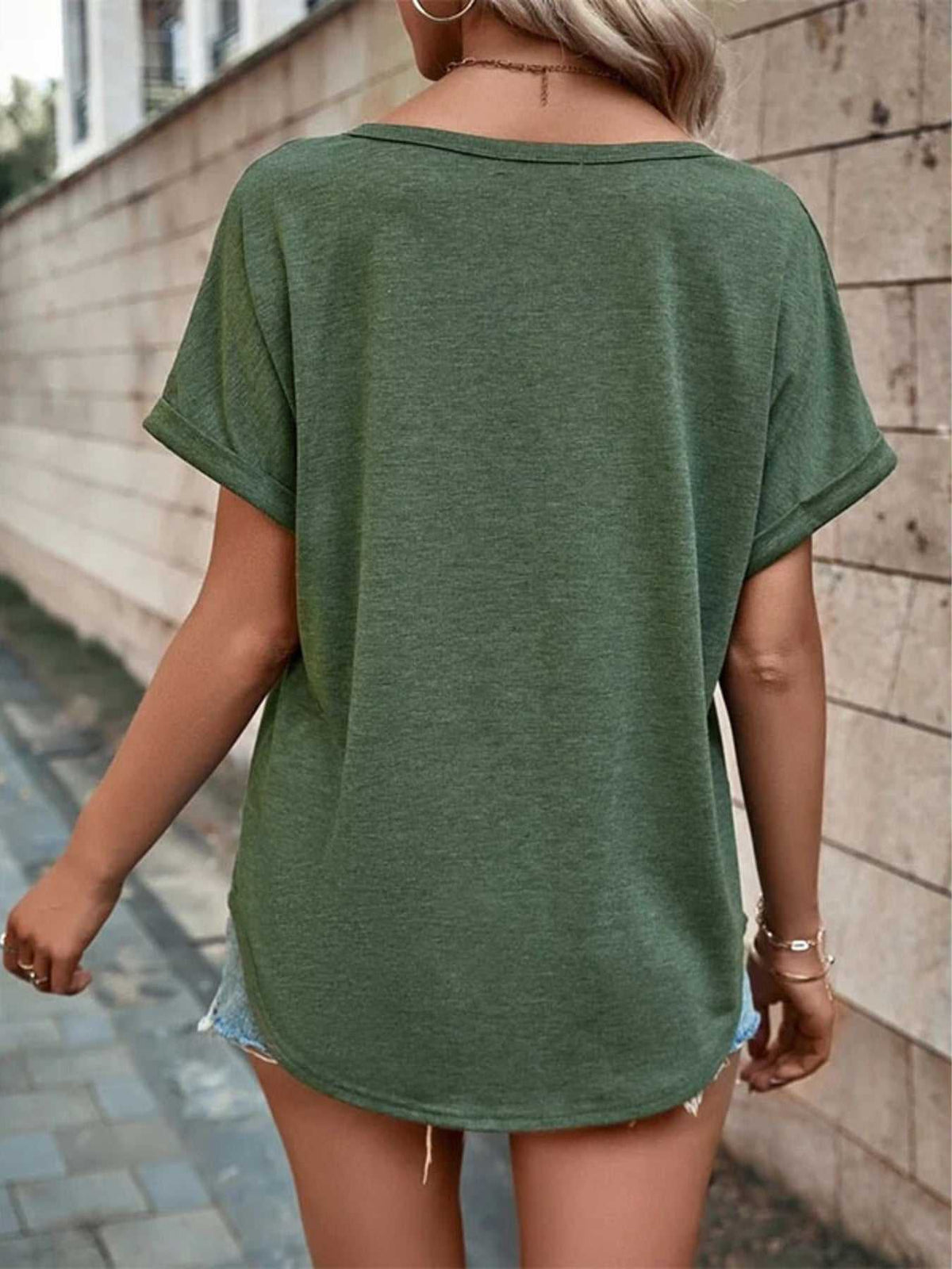 Full Size Decor Button Short Sleeve T-Shirt Plus Size 100100492662512 24 Affordable Fashion Under $100 Jerry's Apparel 