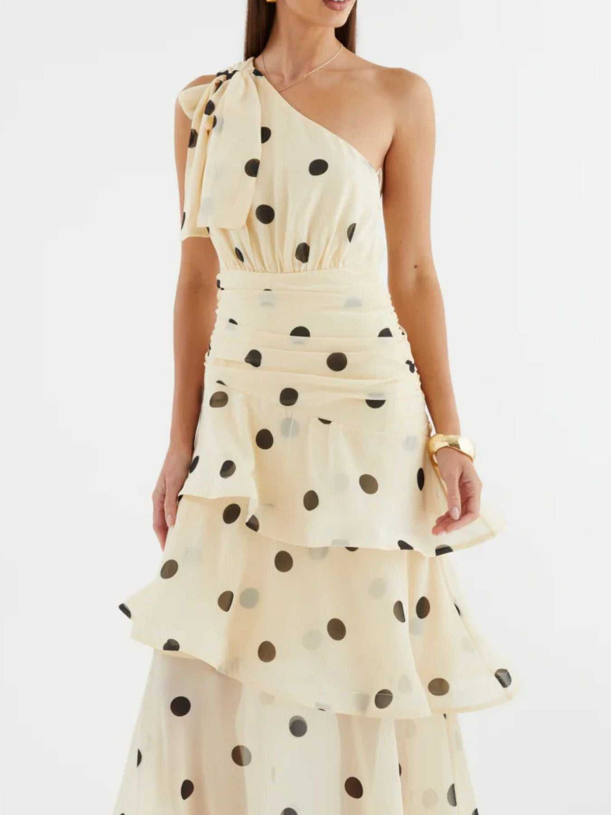 Polka Dot One-Shoulder Ruffle Dress 100100403782395 65 Gifts for Her Jerry's Apparel 