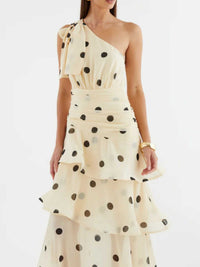 Polka Dot One-Shoulder Ruffle Dress 100100403782395 65 Gifts for Her Jerry's Apparel 