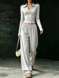 Long-Sleeve Polo Top and Wide-Leg Pants Set 101001218867188 53 Affordable Fashion Under $100 Jerry's Apparel 