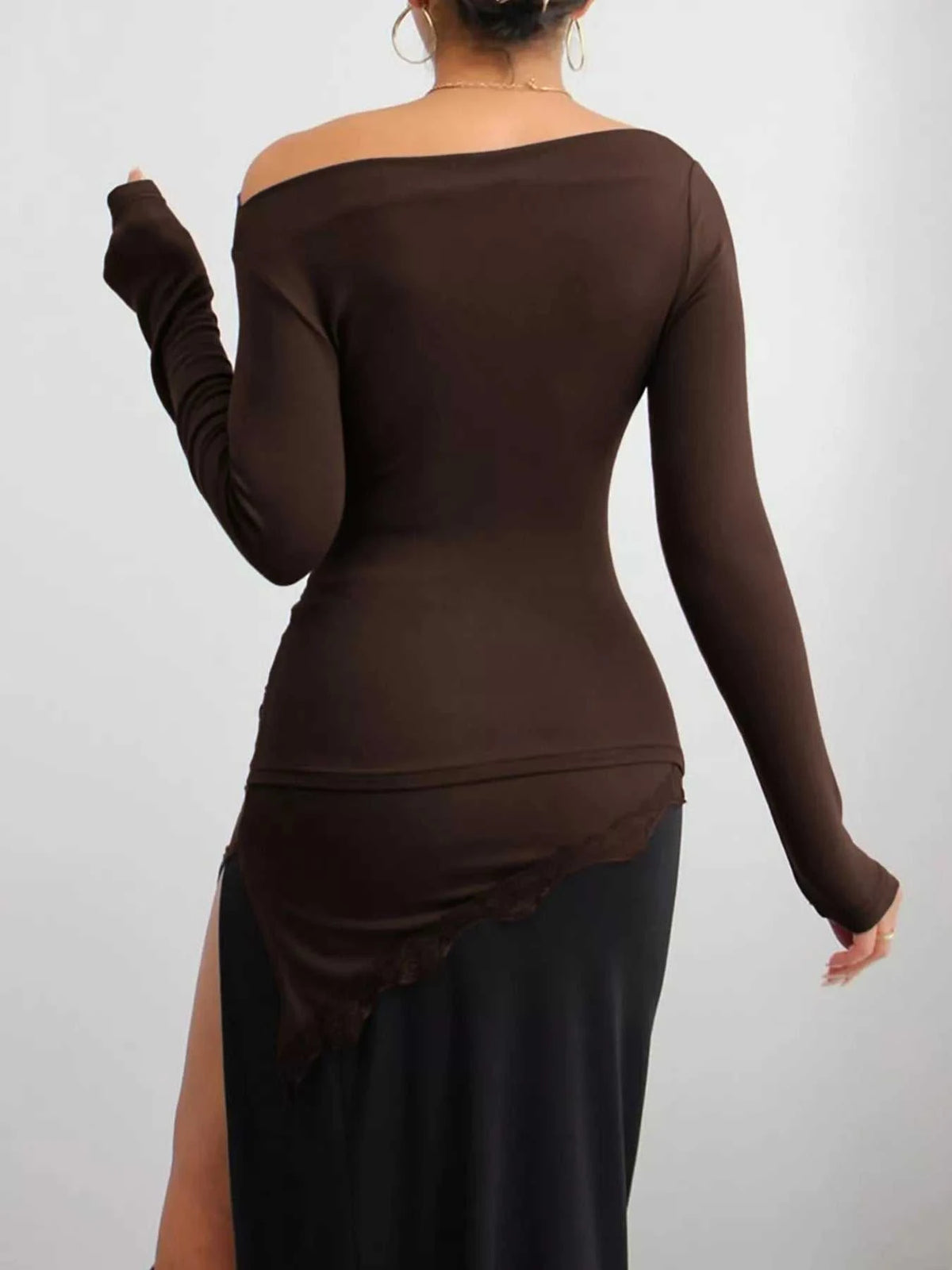 Asymmetrical One-Shoulder Ruched T-Shirt with Lace Trim 100100076441475 32 Affordable Fashion Under $100 Jerry's Apparel 