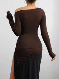 Asymmetrical One-Shoulder Ruched T-Shirt with Lace Trim 100100076441475 32 Affordable Fashion Under $100 Jerry's Apparel 