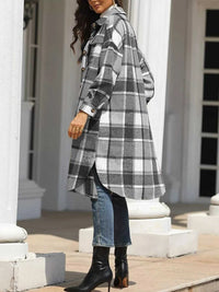 Longline Plaid Button-Up Coat 100100642429775 44 Affordable Fashion Under $100 Jerry's Apparel 