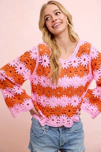 BiBi Flower Crochet Knit Top 100100317131724 56 Affordable Fashion Under $100 Jerry's Apparel 