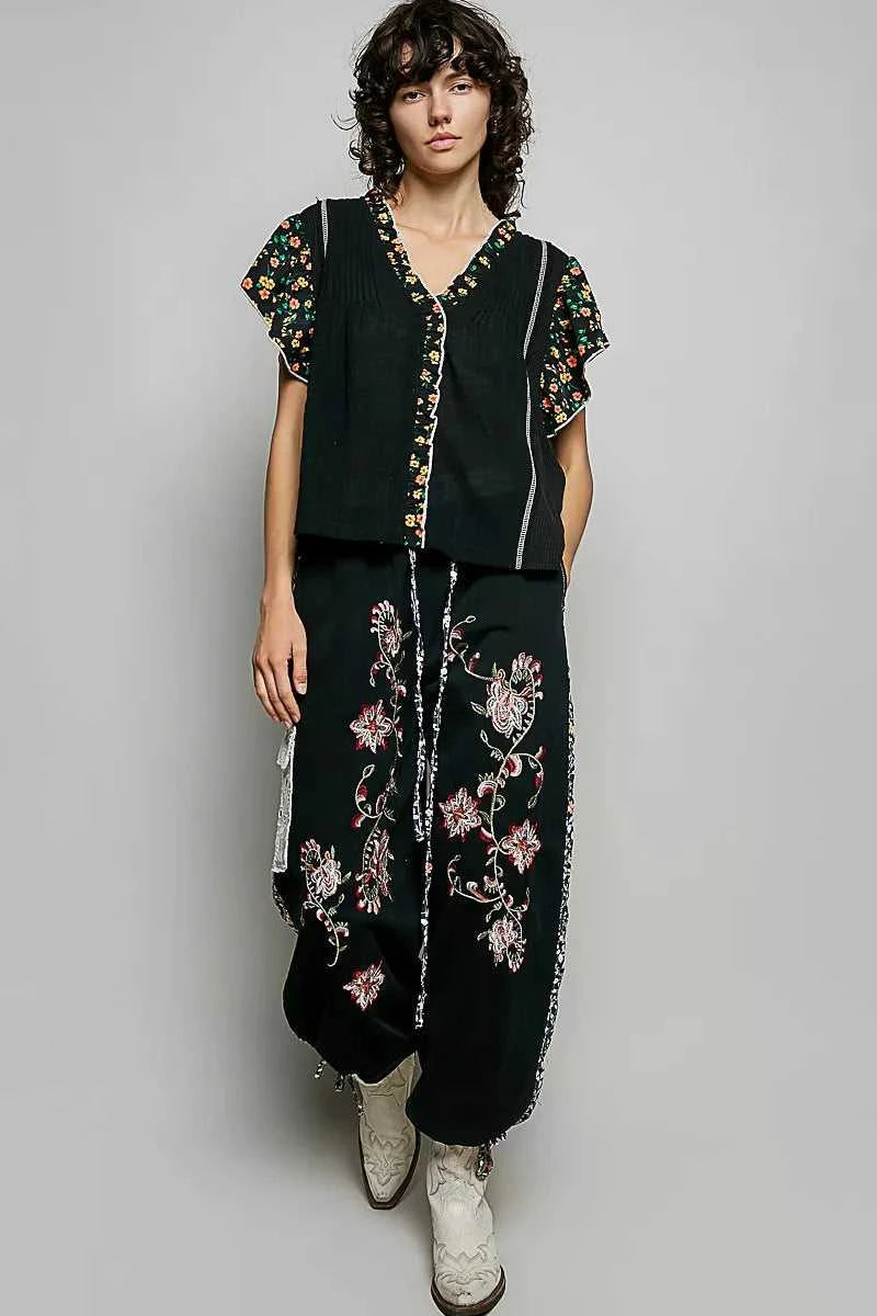 POL V-Neck Floral Ruffle Sleeve Blouse 100100425521064 62 Affordable Fashion Under $100 Jerry's Apparel 