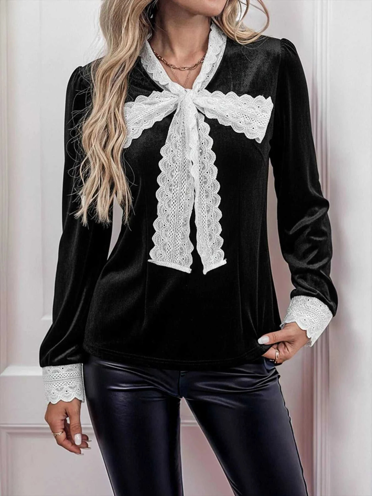Lace Detail Long Sleeve Blouse 100100214795828 38 Affordable Fashion Under $100 Jerry's Apparel 