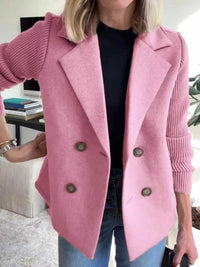 Full Size Knitted Sleeve Wool Blend Double-Breasted Blazer Plus Size 100100695520527 42 Affordable Fashion Under $100 Jerry's Apparel 