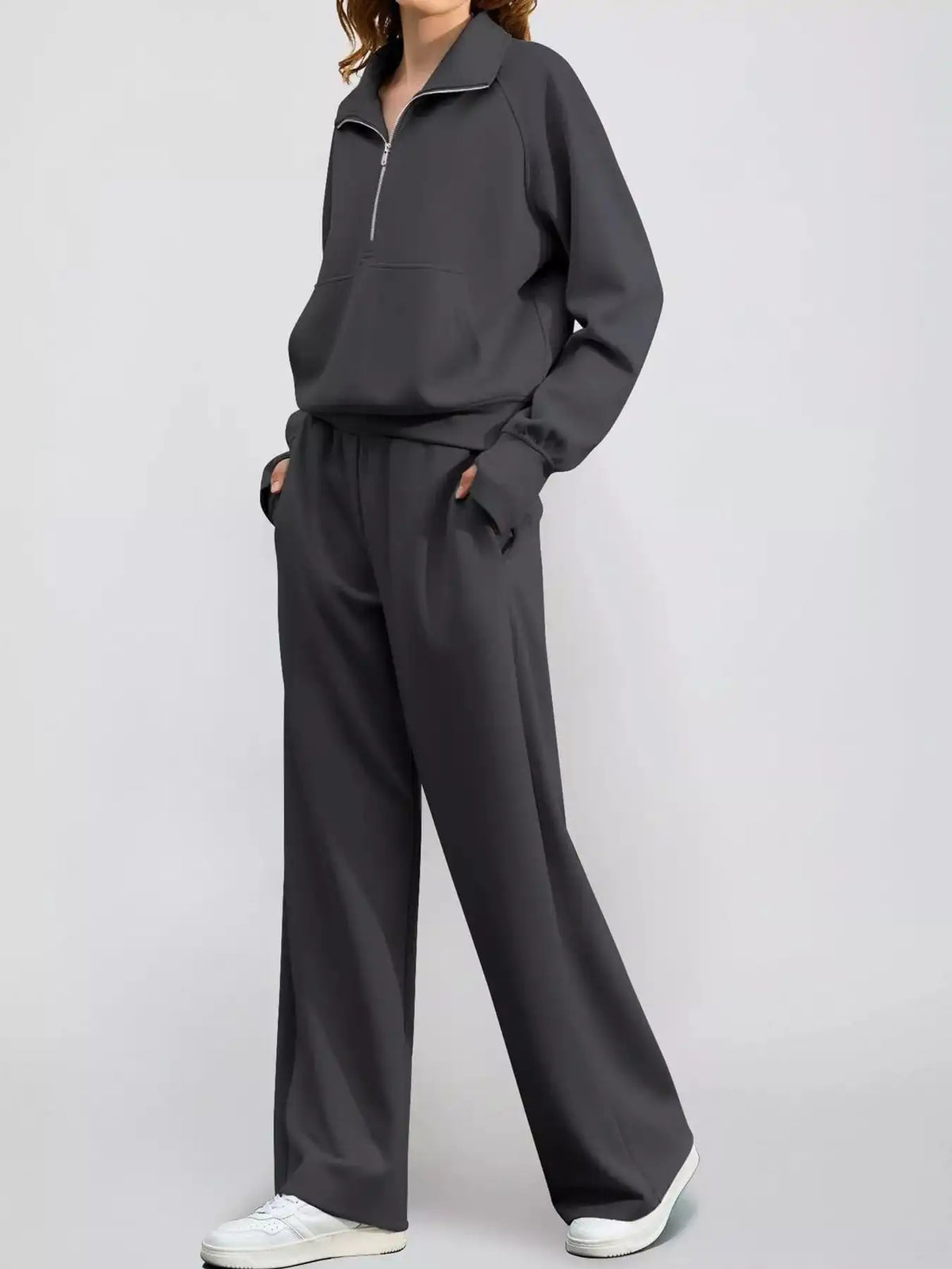 Half-Zip Sweatshirt and Wide-Leg Pants Set 101001840100593 40 Affordable Fashion Under $100 Jerry's Apparel 