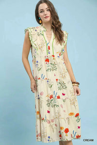 Umgee Floral Ruffle Tiered Midi Dress with Scalloped Detail 100100958541406 64 Affordable Fashion Under $100 Jerry's Apparel 