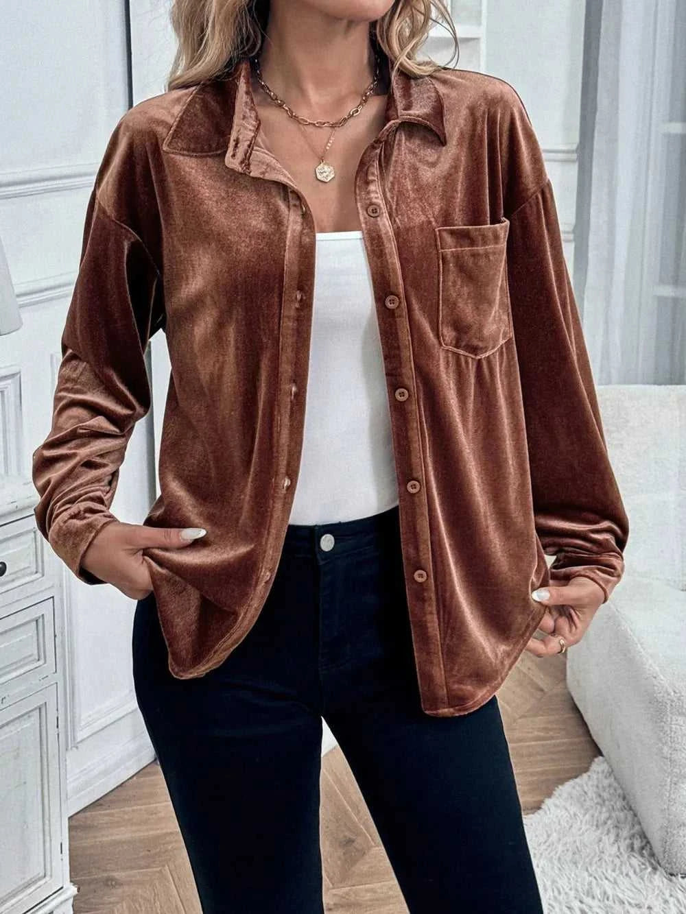 Perfee Button Up Long Sleeve Shirt 100100617645761 46 Affordable Fashion Under $100 Jerry's Apparel 