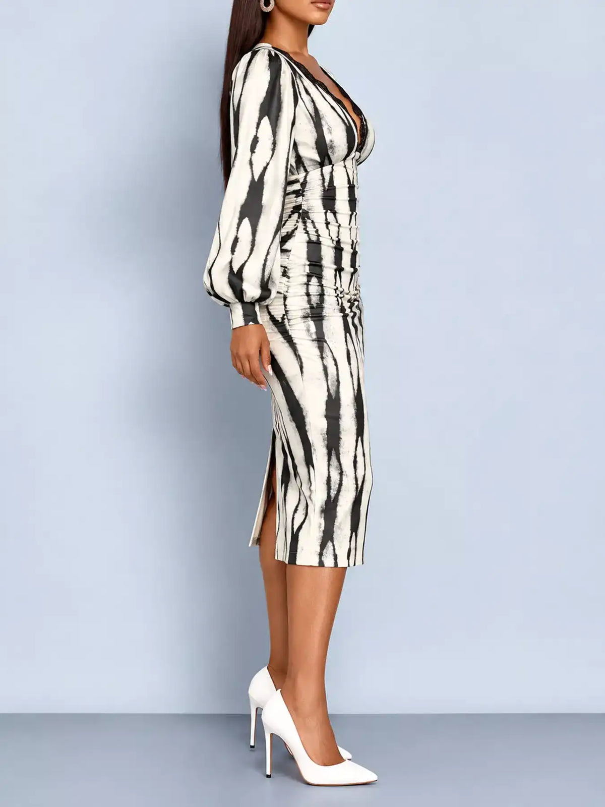 Lace Detail V-Neck Bodycon Midi Dress 101001065320346 41 Affordable Fashion Under $100 Jerry's Apparel 